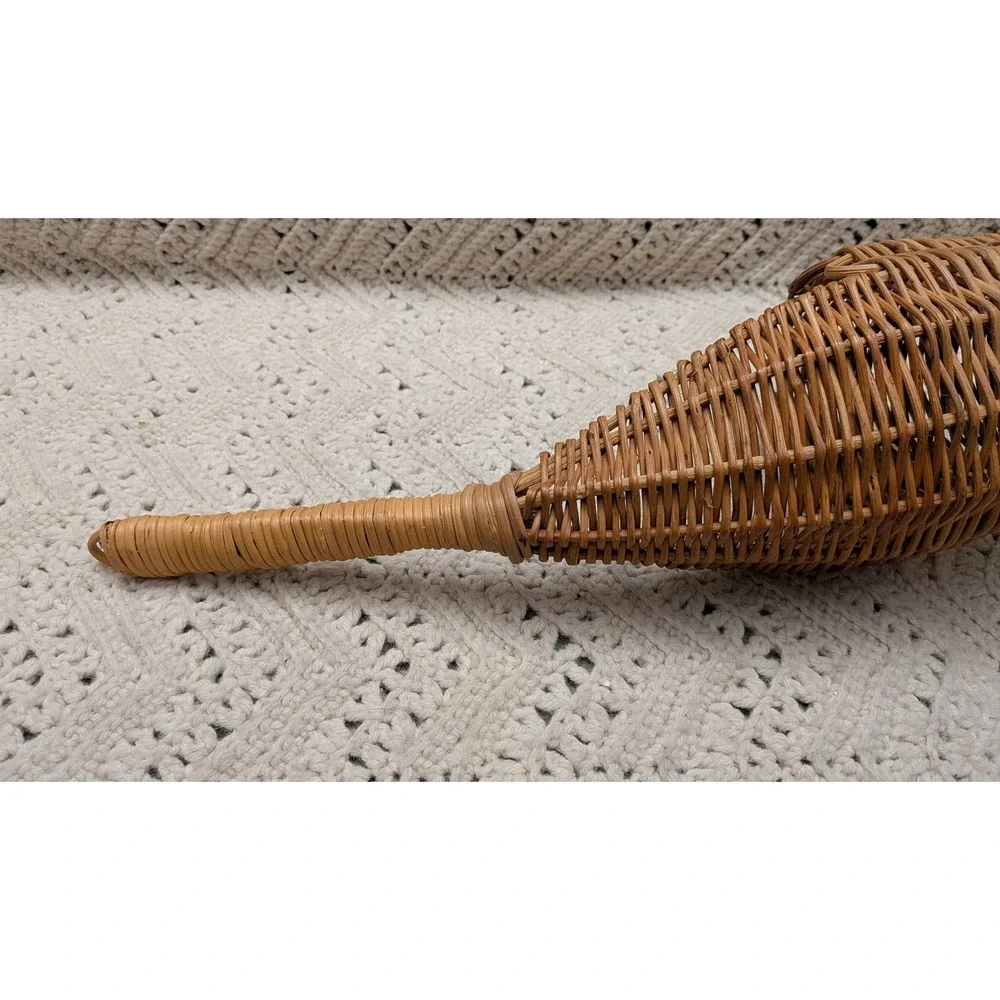 Vintage Wicker Wall Pocket Basket Teardrop Hanging Boho Farmhouse Decor 19 inch